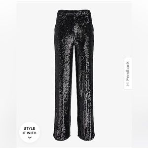 High waisted black sequin wide leg pants